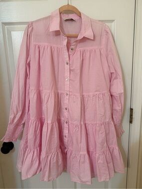 Pinch Pink Tiered Button-Down Dress